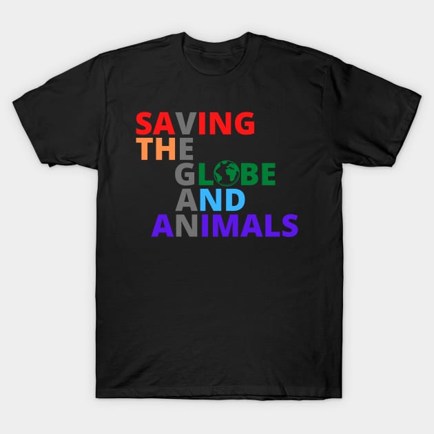 Vegan Rainbow Saving The Globe And Animals T-Shirt by VEN Apparel